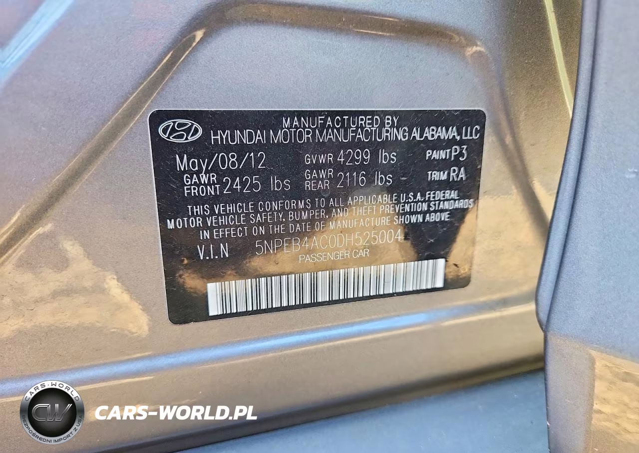 2013 Hyundai Sonata Gls VIN:5NPEB4AC0DH525004 - 12
