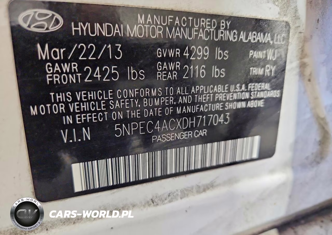 2013 Hyundai Sonata Se VIN:5NPEC4ACXDH717043 - 12