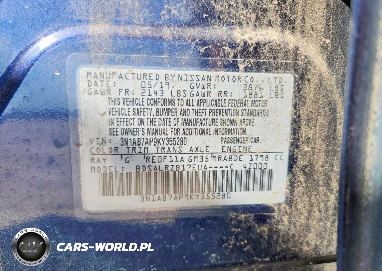 2019 Nissan Sentra Sr VIN:3N1AB7AP9KY355280 - 13
