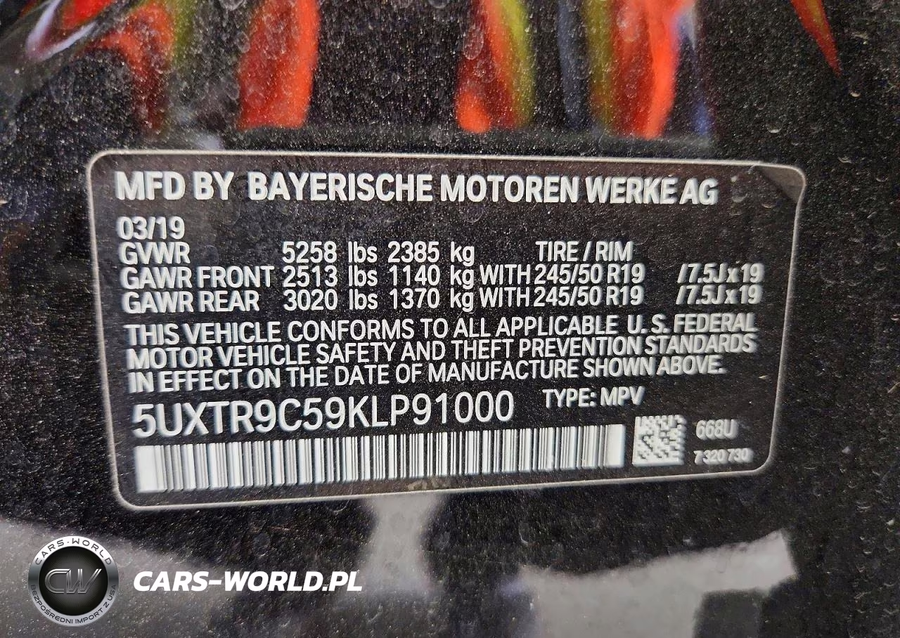 2019 BMW X3 xDrive30I VIN:5UXTR9C59KLP91000 - 13