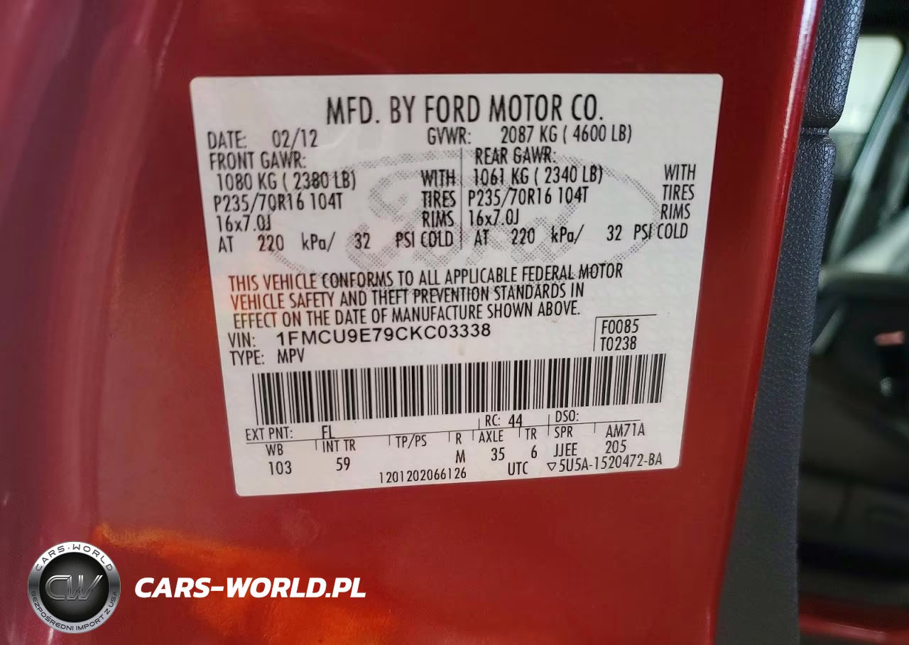 2012 Ford Escape Limited VIN:1FMCU9E79CKC03338 - 13