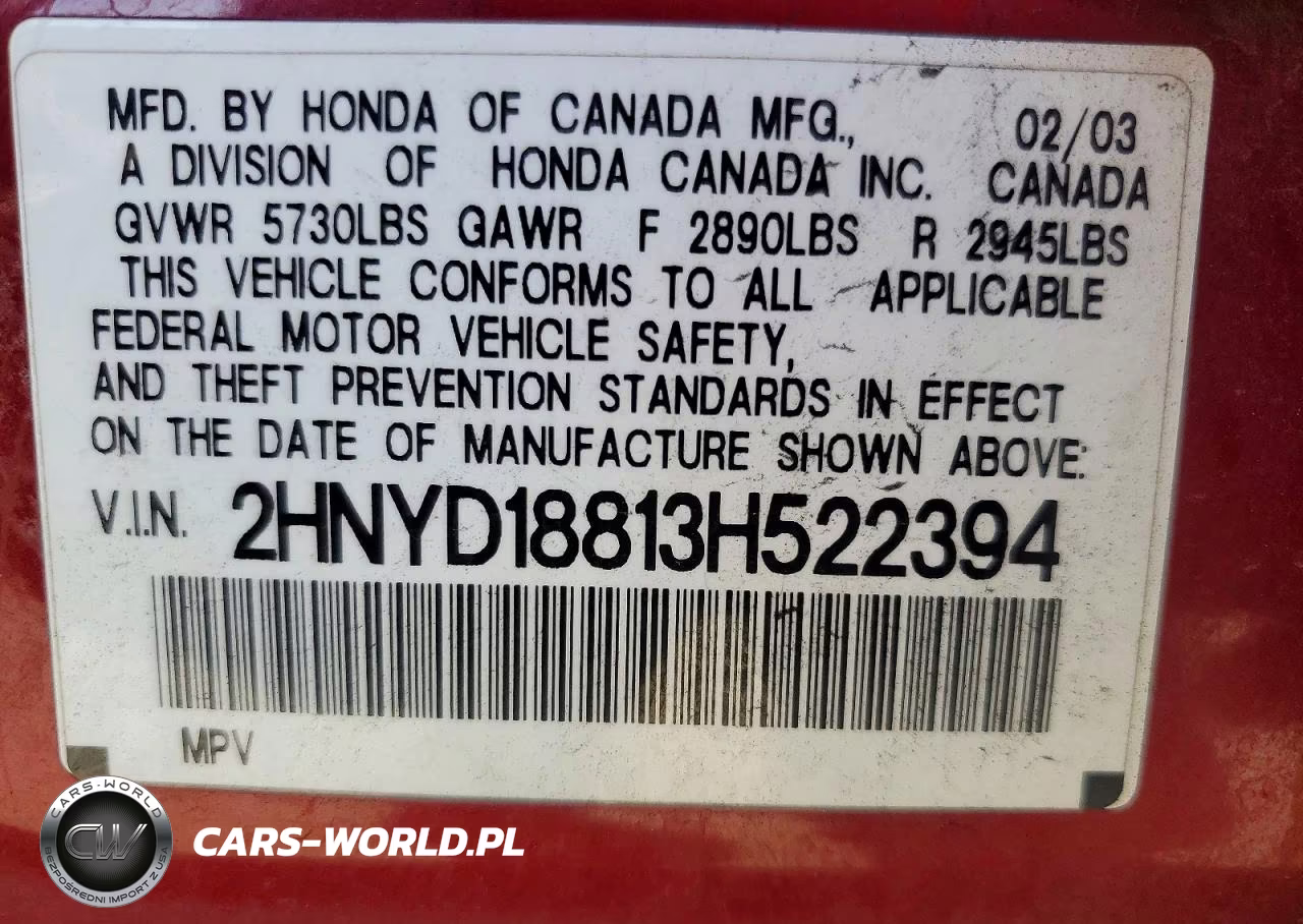 2003 Acura Mdx Touring VIN:2HNYD18813H522394 - 13