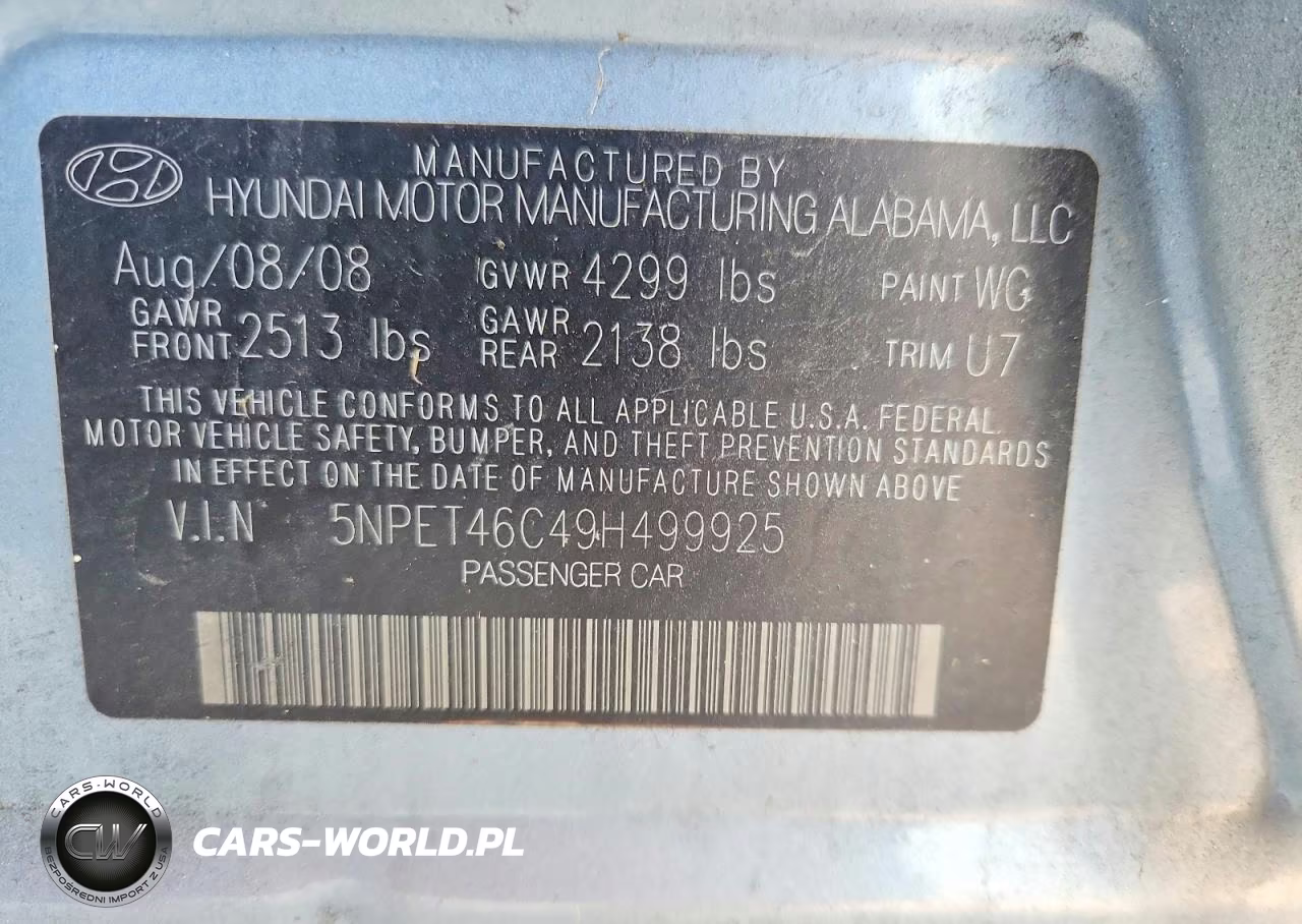 2009 Hyundai Sonata Gls VIN:5NPET46C49H499925 - 12