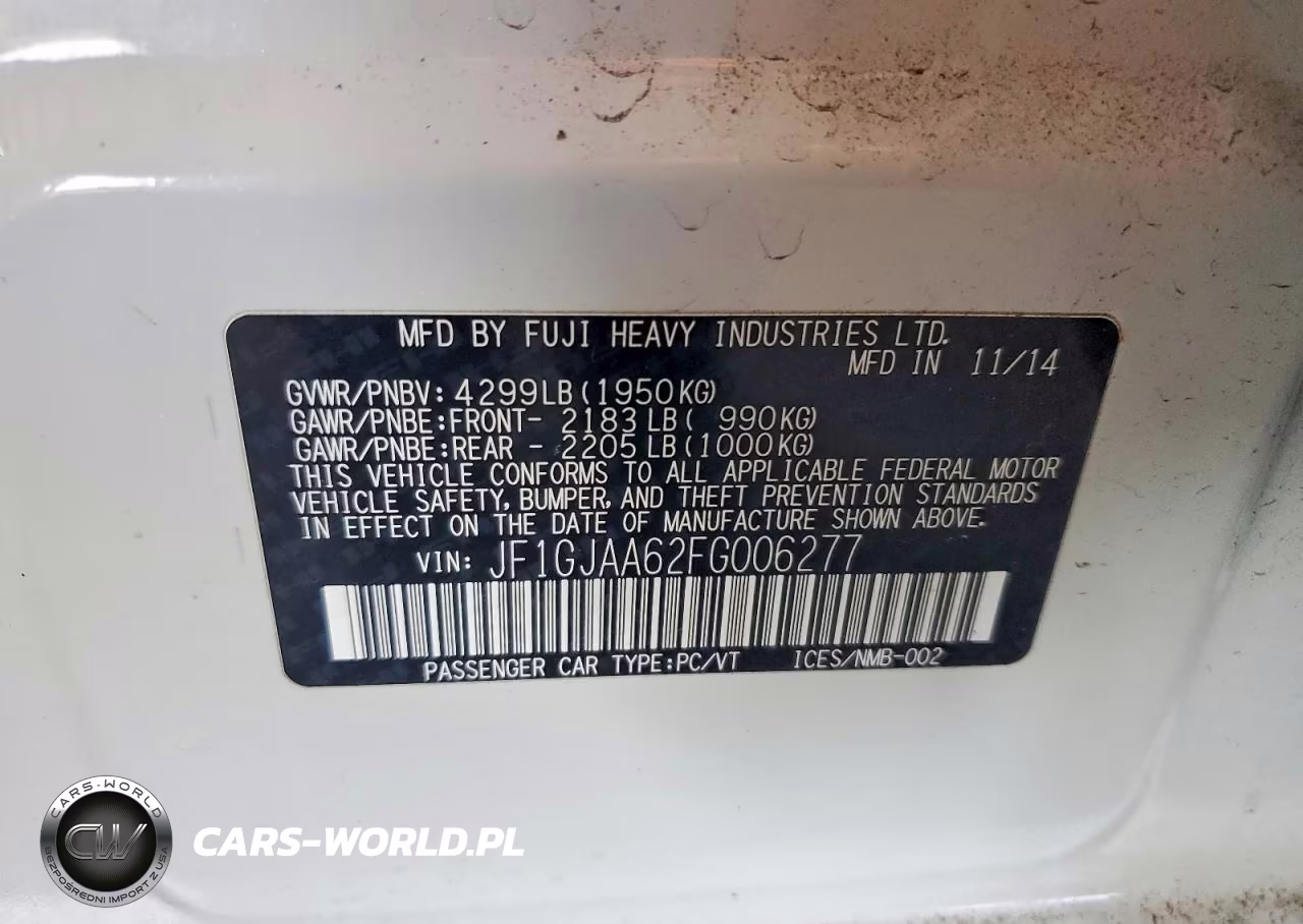 2015 Subaru Impreza VIN:JF1GJAA62FG006277 - 12