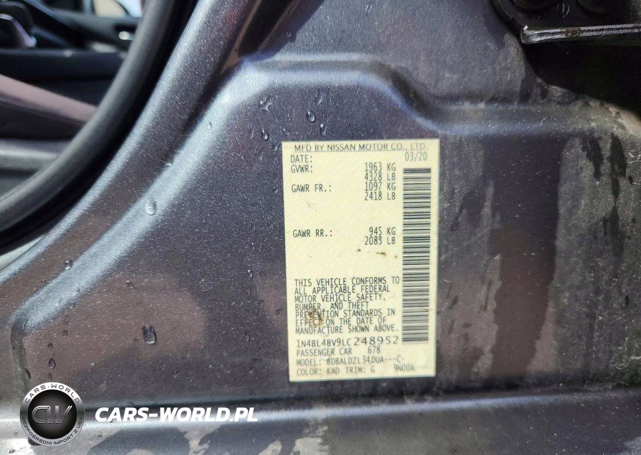 2020 Nissan Altima S VIN:1N4BL4BV9LC248952 - 13