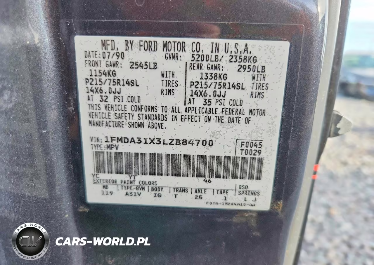 1990 Ford Aerostar VIN:1FMDA31X3LZB84700 - 13