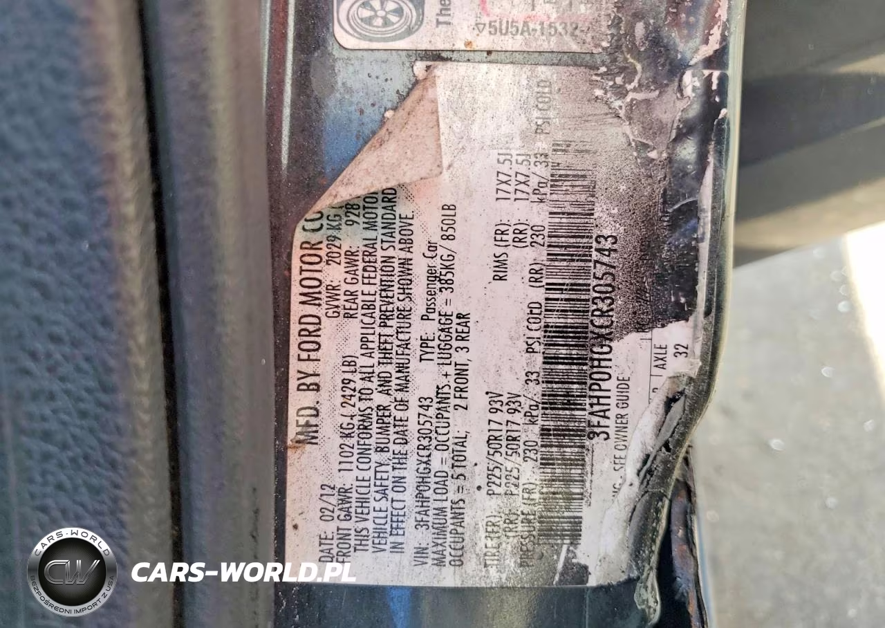 2012 Ford Fusion Se VIN:3FAHP0HGXCR305743 - 12