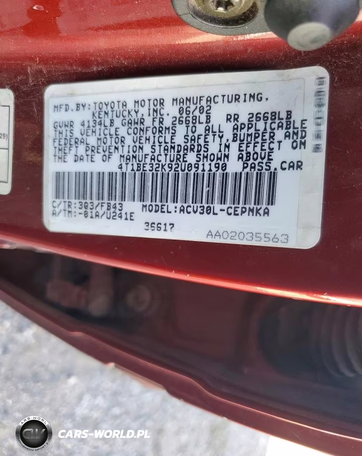 2002 Toyota Camry Le VIN:4T1BE32K92U091190 - 12