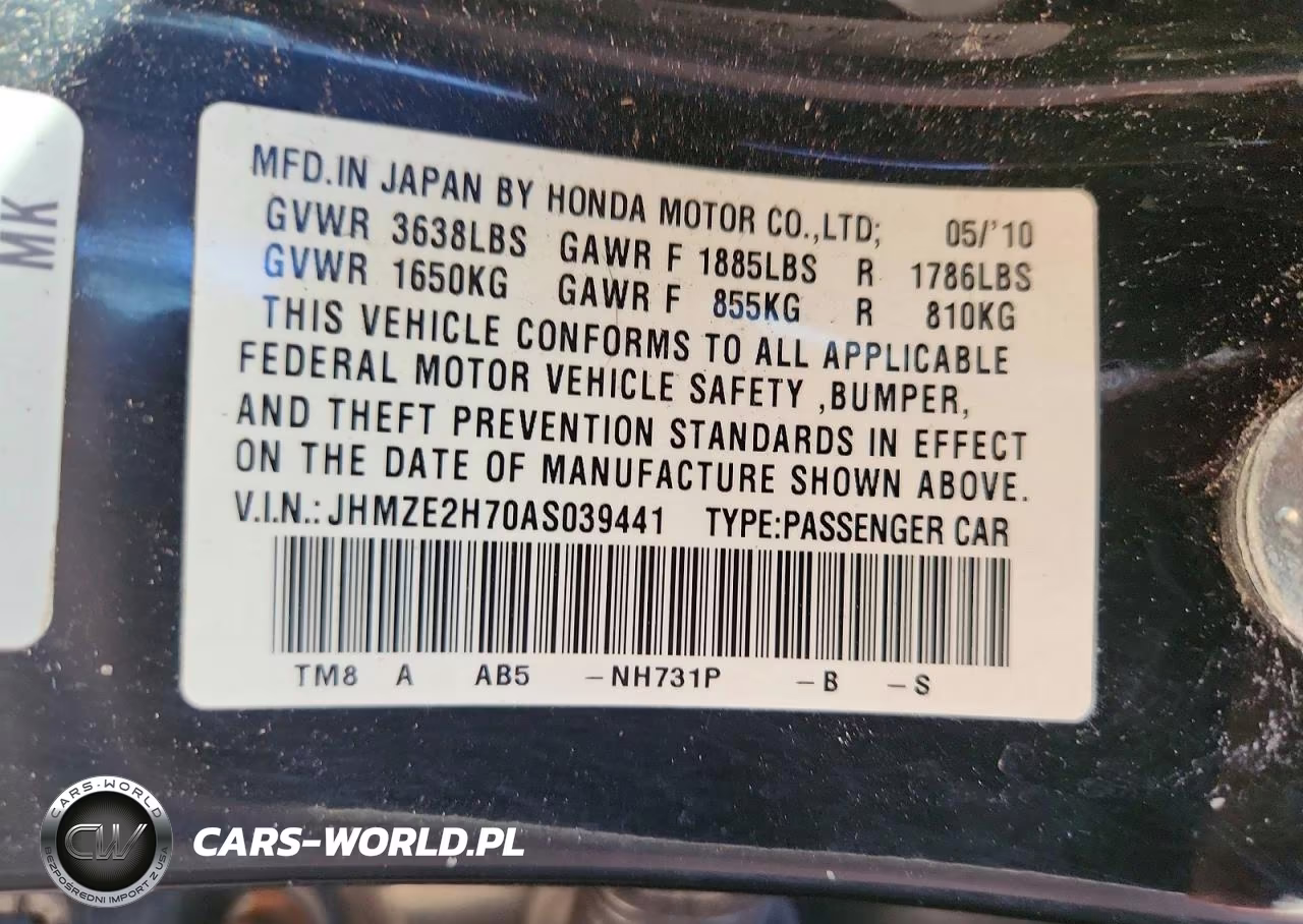 2010 Honda Insight Ex VIN:JHMZE2H70AS039441 - 12