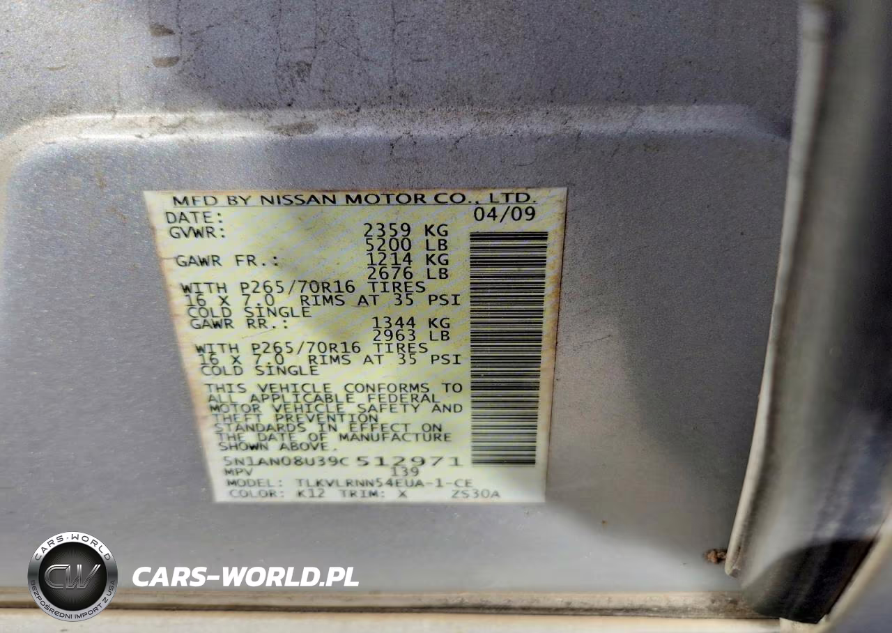 2009 Nissan Xterra S VIN:5N1AN08U39C512971 - 13
