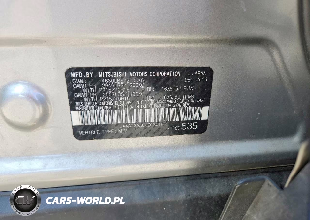 2019 Mitsubishi Eclipse Cross Es VIN:JA4AT3AA6KZ034165 - 13