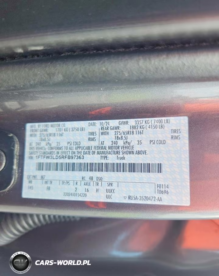 2024 Ford F150 Xlt VIN:1FTFW3LD5RFB97363 - 12