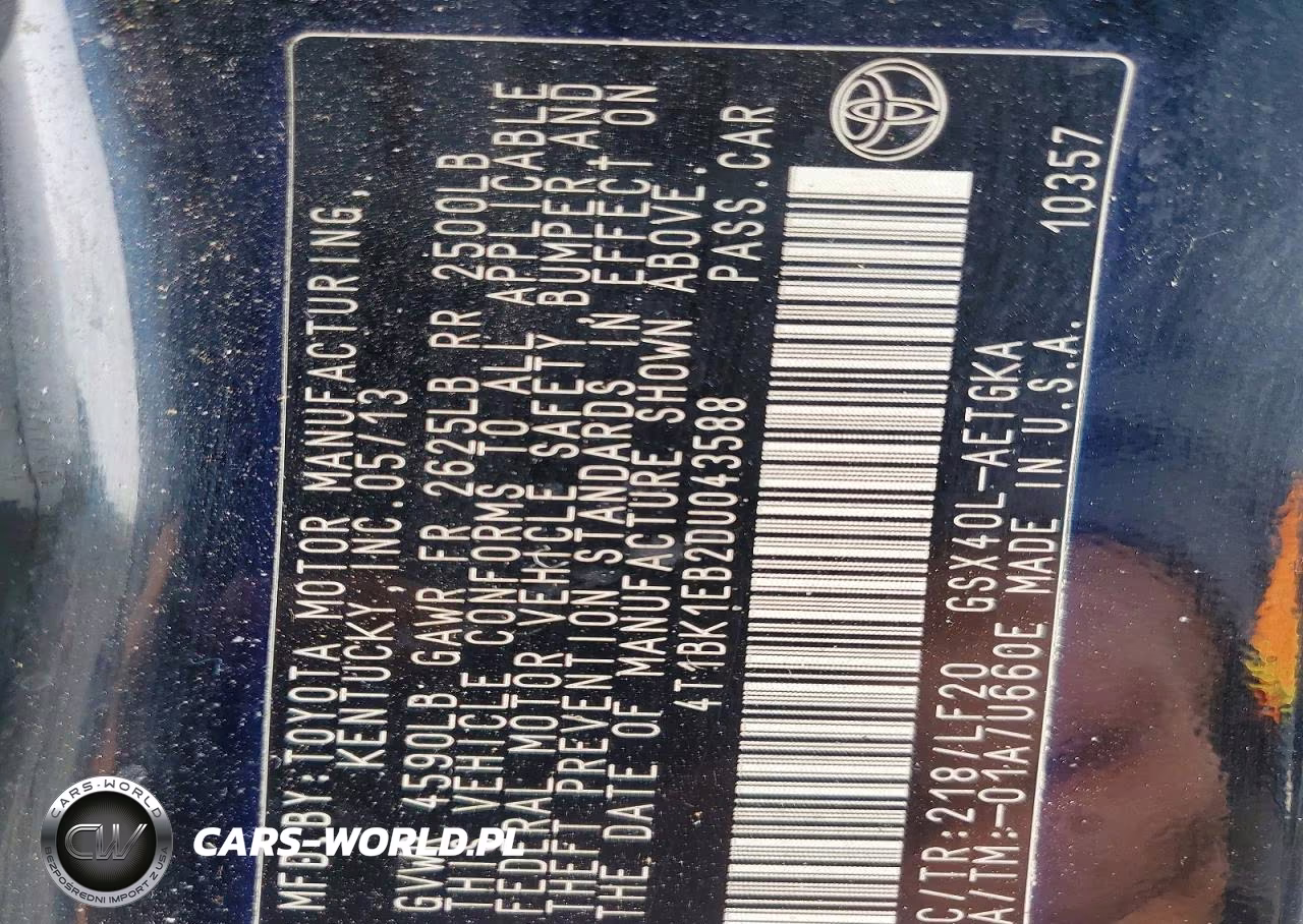 2013 Toyota Avalon Xle Premium VIN:4T1BK1EB2DU043588 - 12