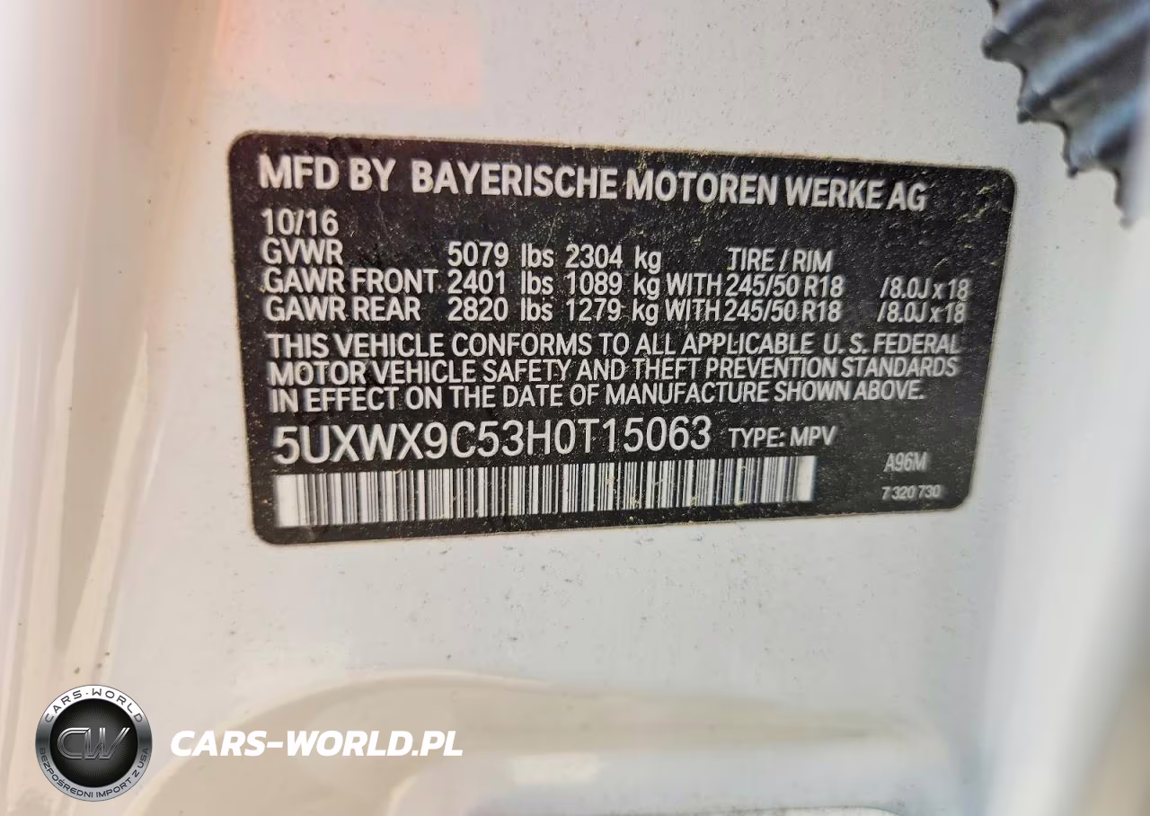 2017 BMW X3 xDrive28I VIN:5UXWX9C53H0T15063 - 14