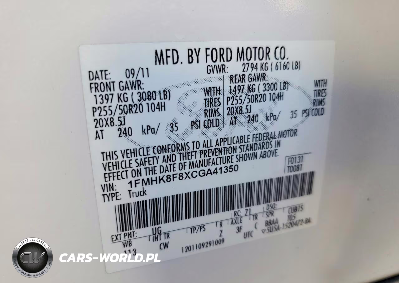 2012 Ford Explorer Limited VIN:1FMHK8F8XCGA41350 - 13