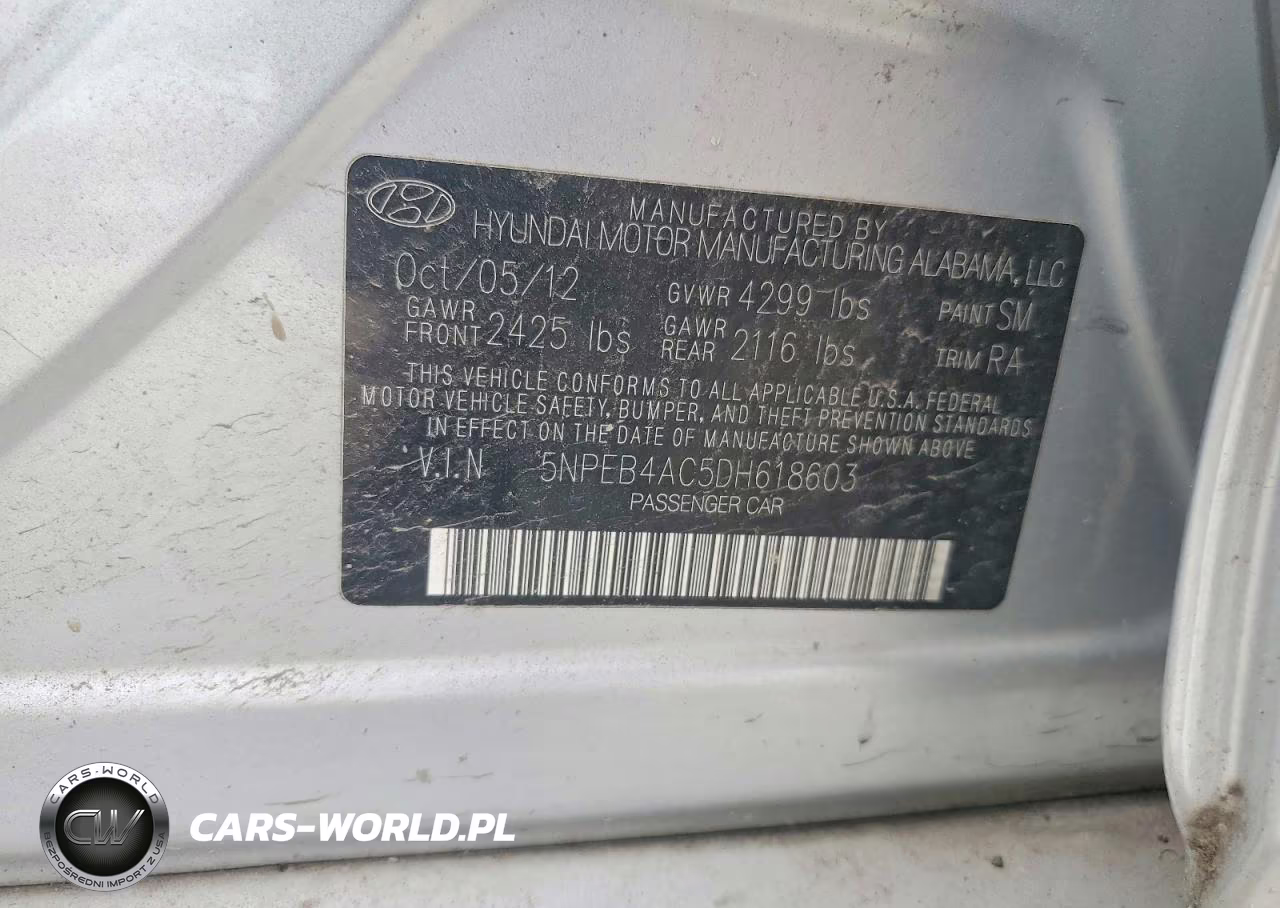 2013 Hyundai Sonata Gls VIN:5NPEB4AC5DH618603 - 12