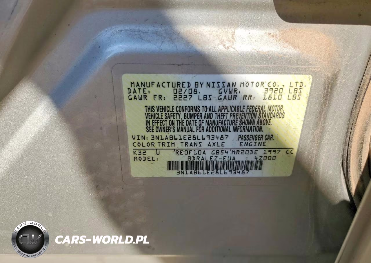 2008 Nissan Sentra 2.0 VIN:3N1AB61E28L693487 - 12