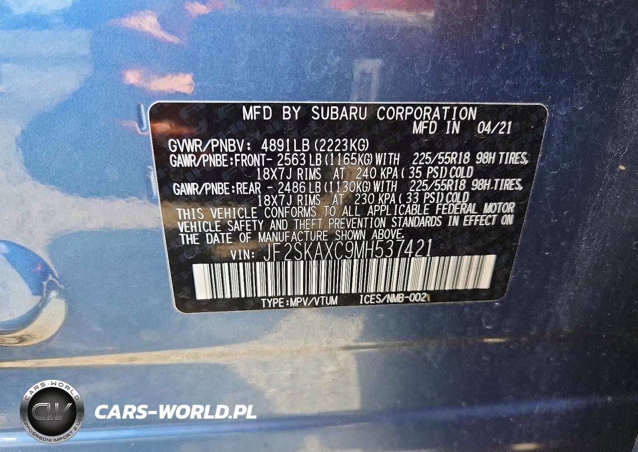 2021 Subaru Forester Touring VIN:JF2SKAXC9MH537421 - 14