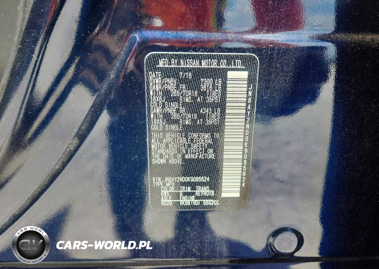 2019 Nissan Armada Sv VIN:JN8AY2ND0K9085624 - 13