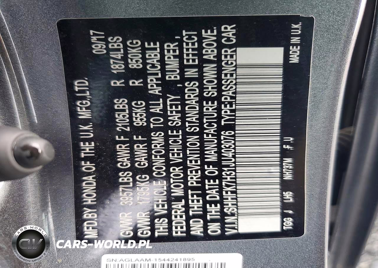2018 Honda Civic Lx VIN:SHHFK7H31JU403076 - 13