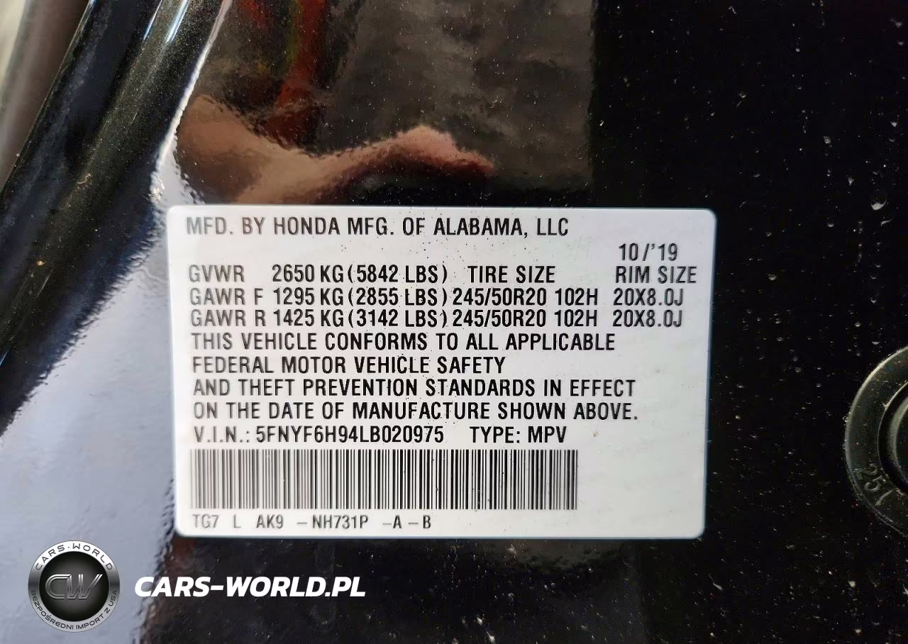 2020 Honda Pilot Touring VIN:5FNYF6H94LB020975 - 13