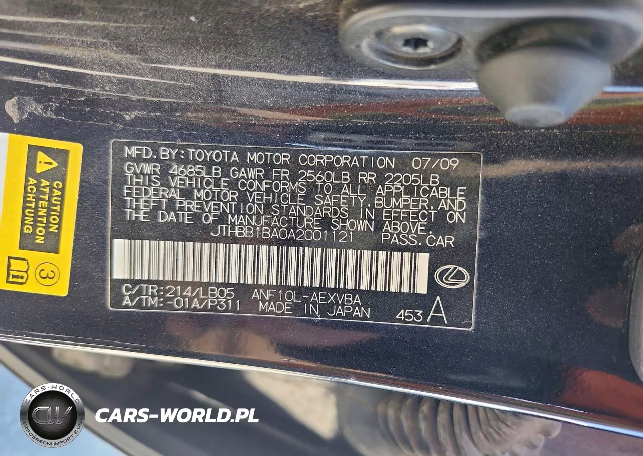 2010 Lexus Hs 250H VIN:JTHBB1BA0A2001121 - 12