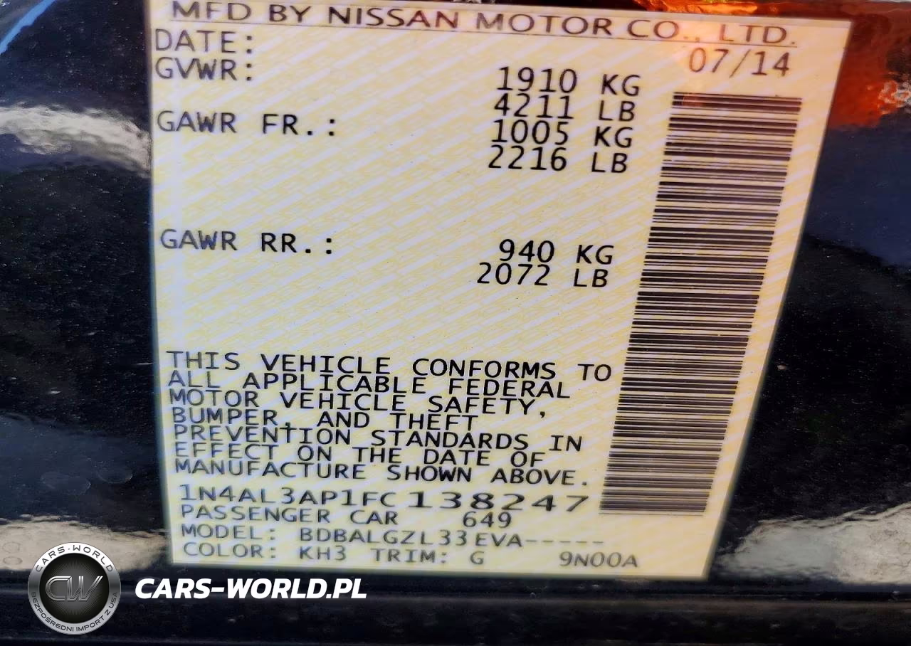 2015 Nissan Altima 2.5 S VIN:1N4AL3AP1FC138247 - 12