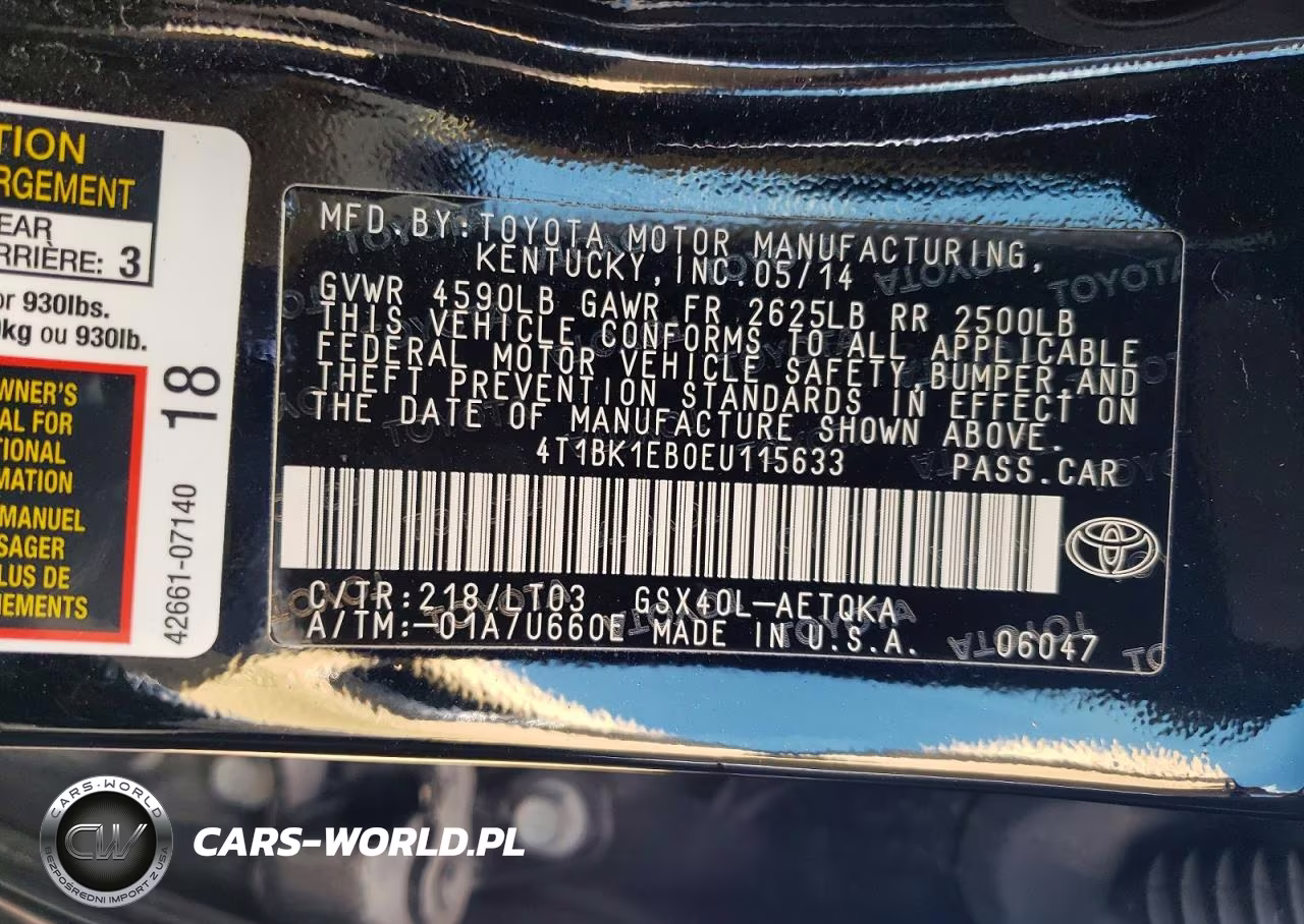 2014 Toyota Avalon Xle Touring VIN:4T1BK1EB0EU115633 - 12