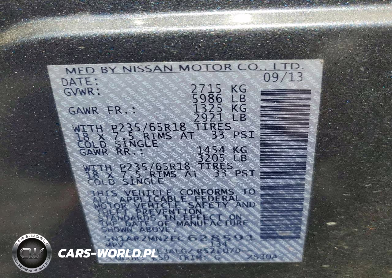 2014 Nissan Pathfinder Sl VIN:5N1AR2MN2EC628591 - 13