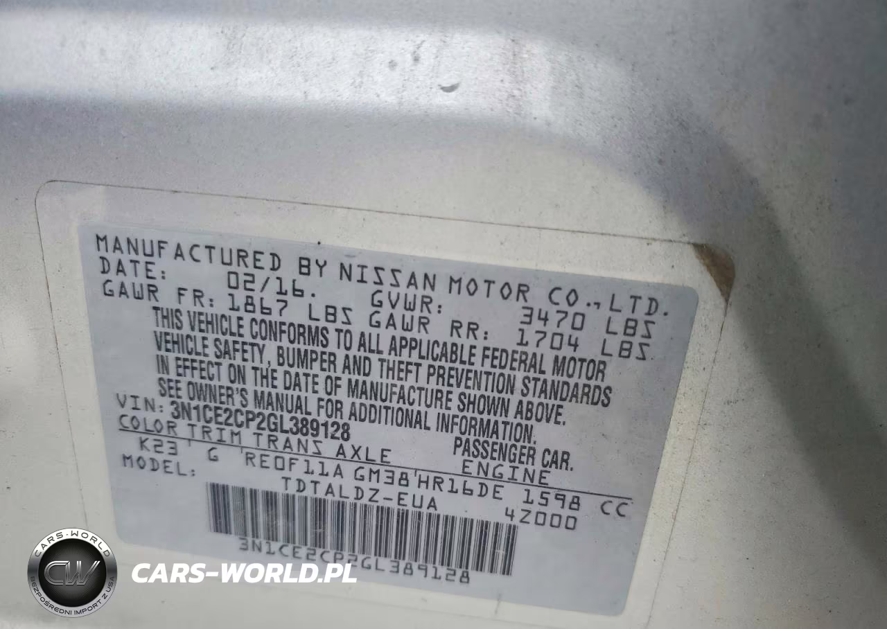 2016 Nissan Versa Note Sv VIN:3N1CE2CP2GL389128 - 13