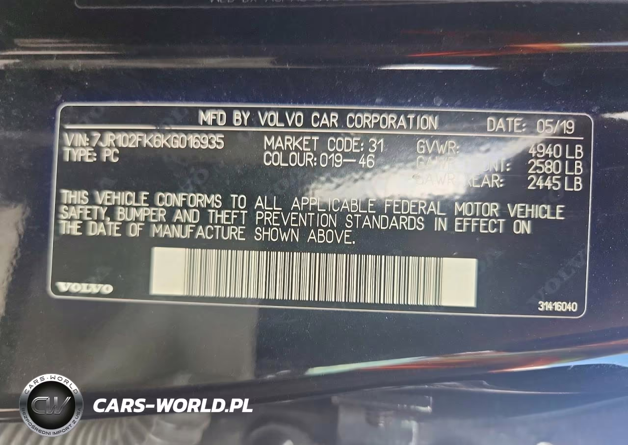 2019 Volvo S60 T5 Momentum VIN:7JR102FK6KG016935 - 12