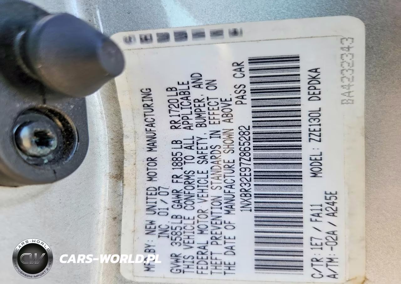 2007 Toyota Corolla Ce VIN:1NXBR32E97Z865282 - 12