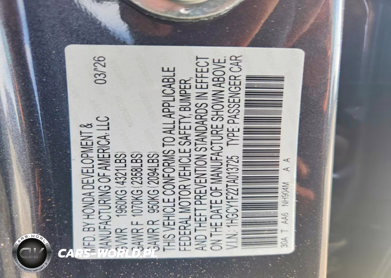 2026 Honda Accord Lx VIN:1HGCY1F22TA013725 - 12