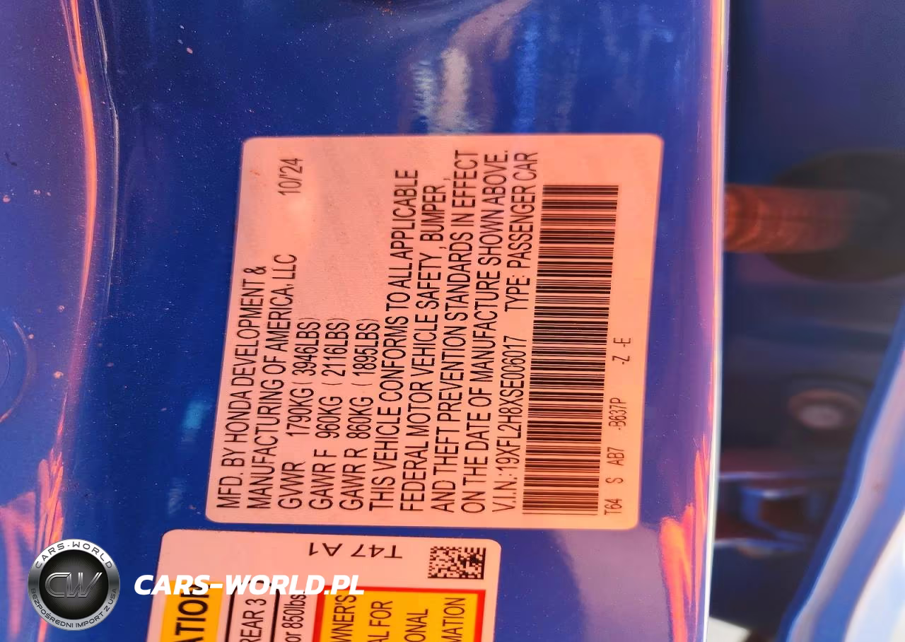 2025 Honda Civic Sport VIN:19XFL2H8XSE006017 - 12