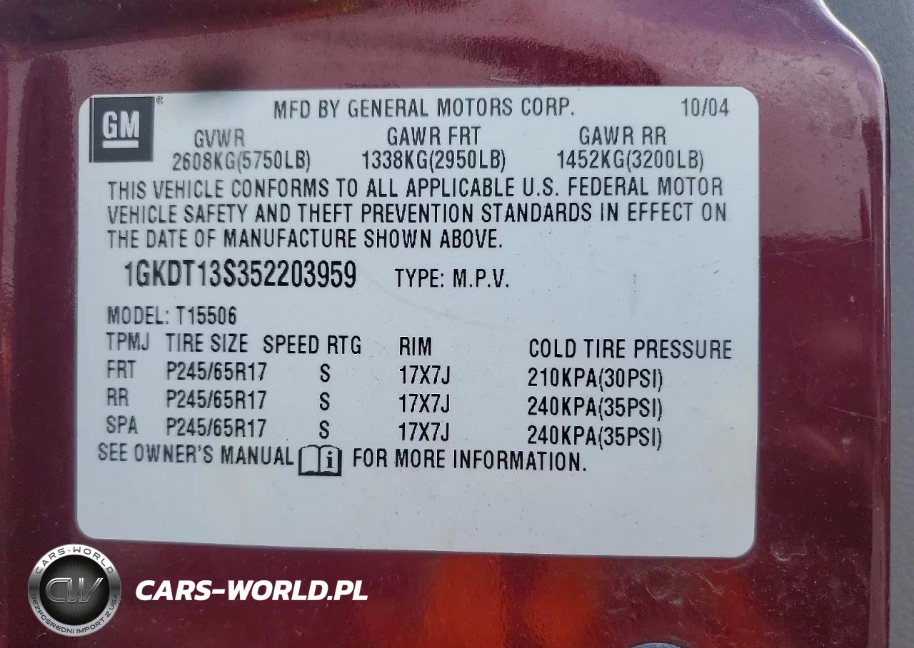 2005 GMC Envoy VIN:1GKDT13S352203959 - 12