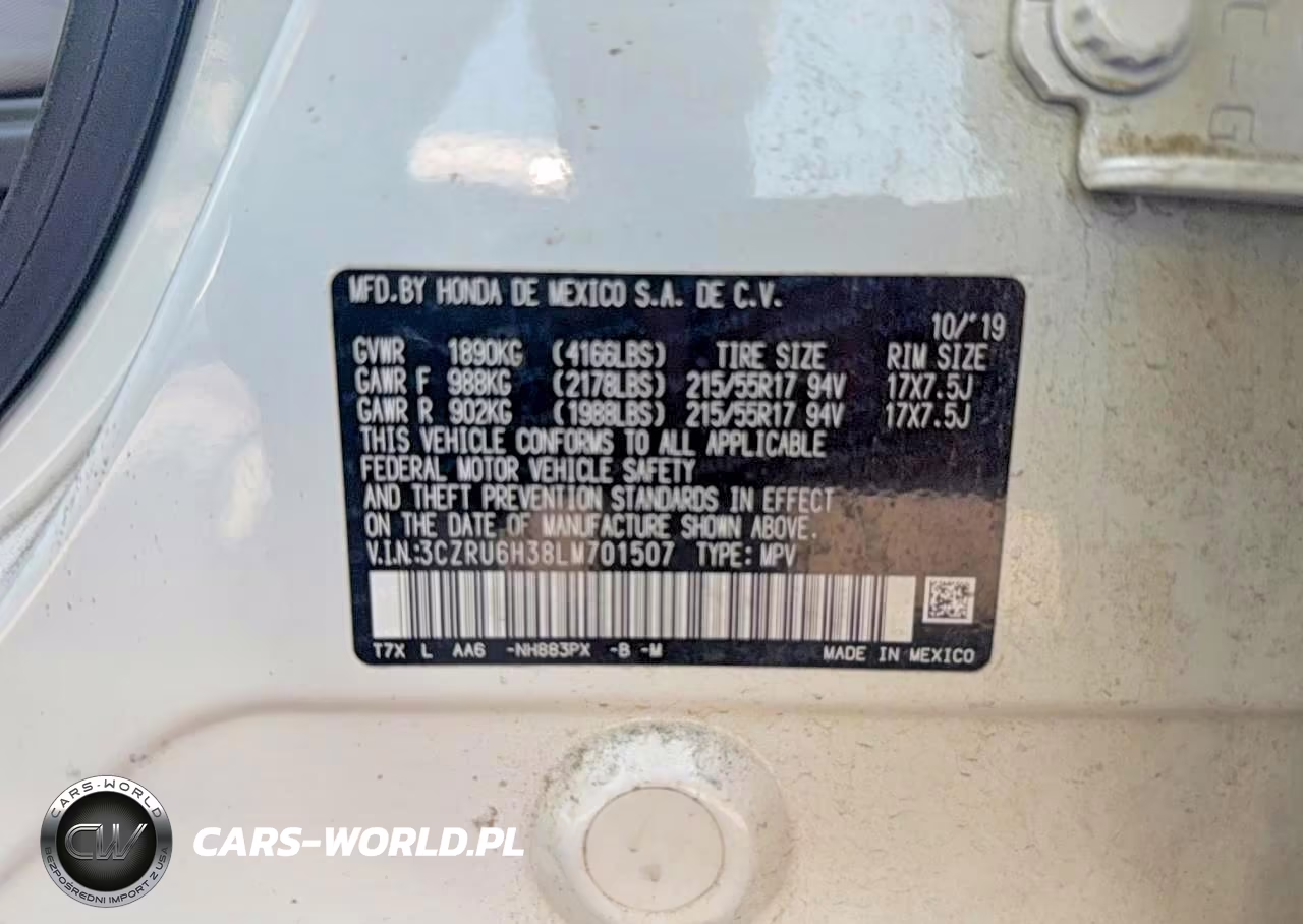 2020 Honda Hr-V Lx VIN:3CZRU6H38LM701507 - 12