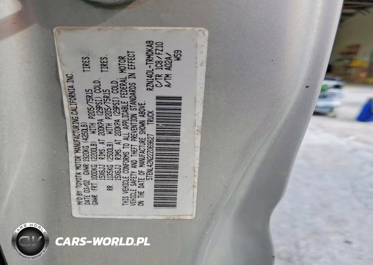 2002 Toyota Tacoma Base VIN:5TENL42N22Z069627 - 12