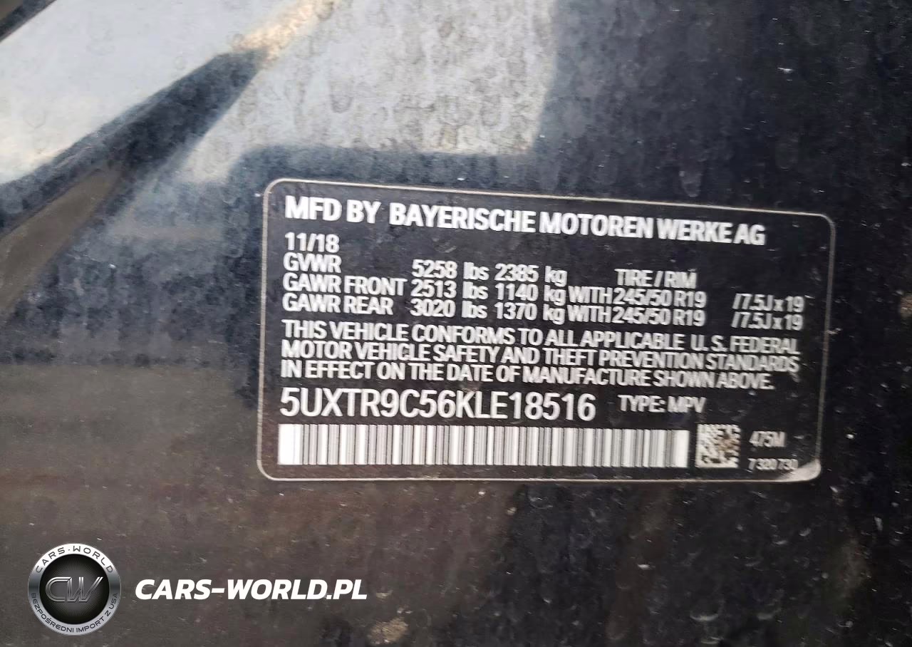 2019 BMW X3 xDrive30I VIN:5UXTR9C56KLE18516 - 12