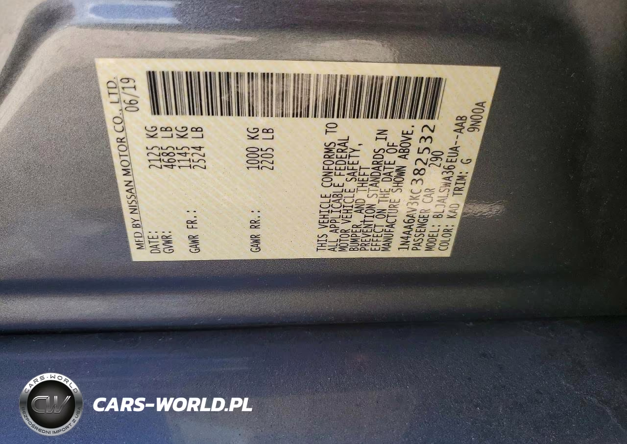 2019 Nissan Maxima 3.5 Sr VIN:1N4AA6AV3KC382532 - 12