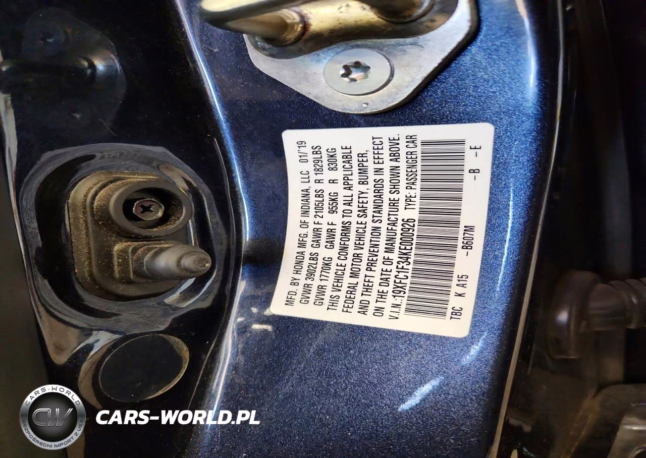 2019 Honda Civic Ex VIN:19XFC1F34KE000926 - 12