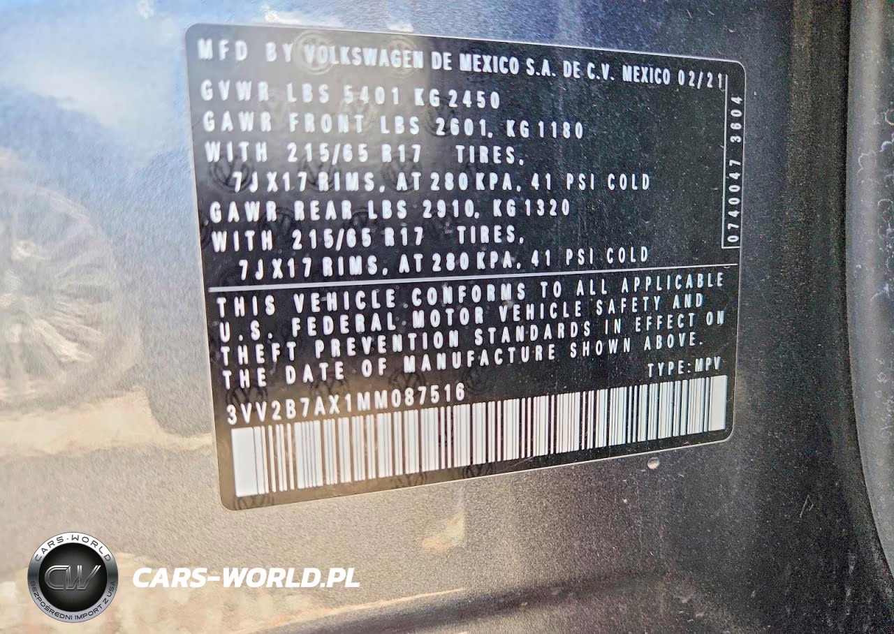 2021 Volkswagen Tiguan Se VIN:3VV2B7AX1MM087516 - 14