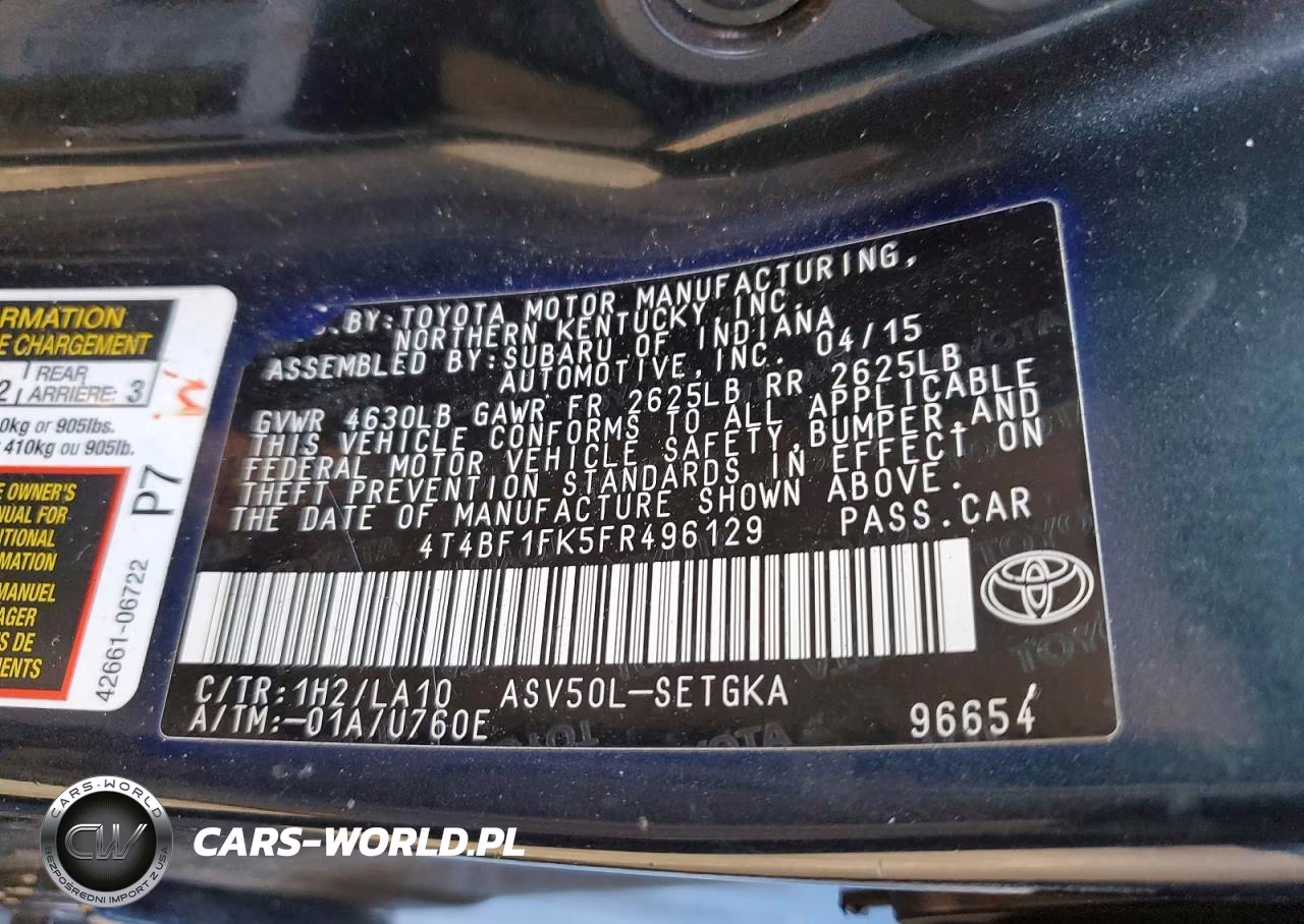 2015 Toyota Camry Xle VIN:4T4BF1FK5FR496129 - 13