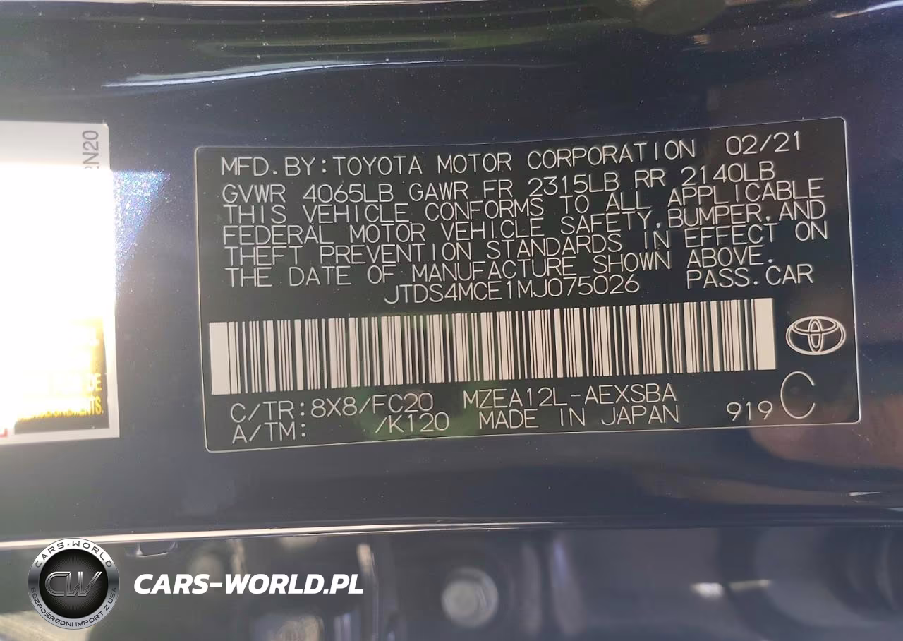 2021 Toyota Corolla Se VIN:JTDS4MCE1MJ075026 - 12