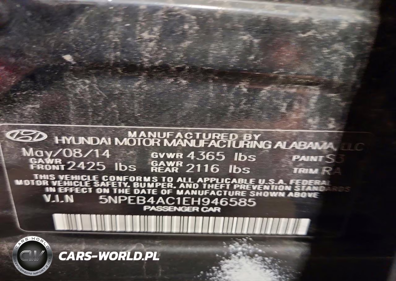 2014 Hyundai Sonata Gls VIN:5NPEB4AC1EH946585 - 12