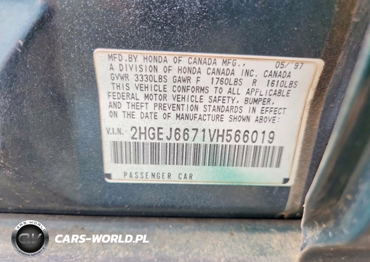1997 Honda Civic Lx VIN:2HGEJ6671VH566019 - 12