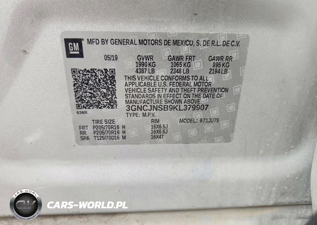 2019 Chevrolet Trax Ls VIN:3GNCJNSB9KL379907 - 14