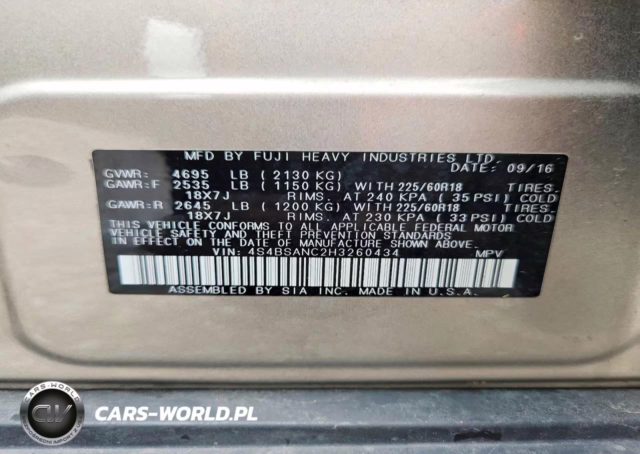2017 Subaru Outback 2.5I Limited VIN:4S4BSANC2H3260434 - 13