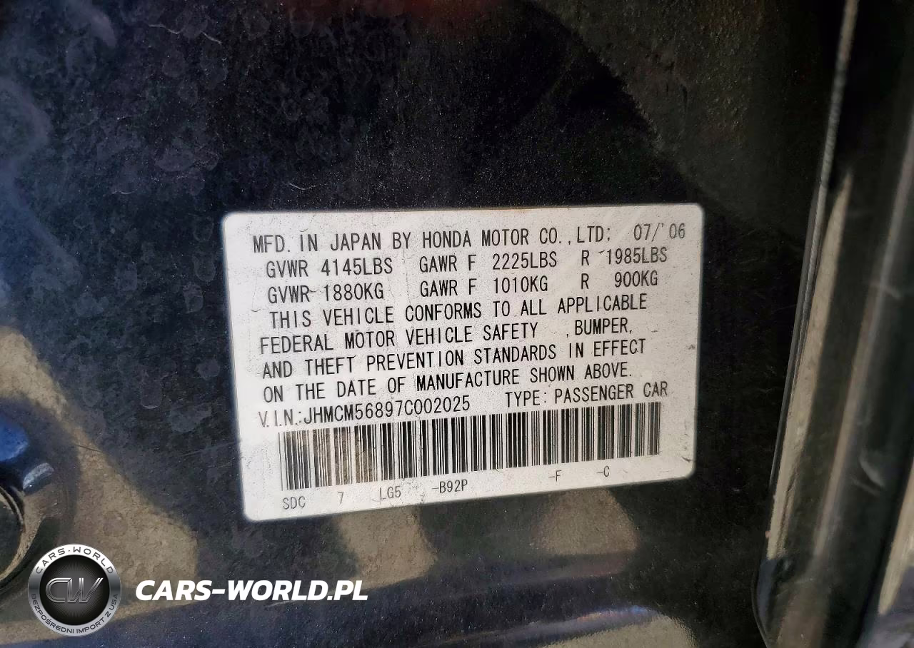2007 Honda Accord Ex VIN:JHMCM56897C002025 - 12