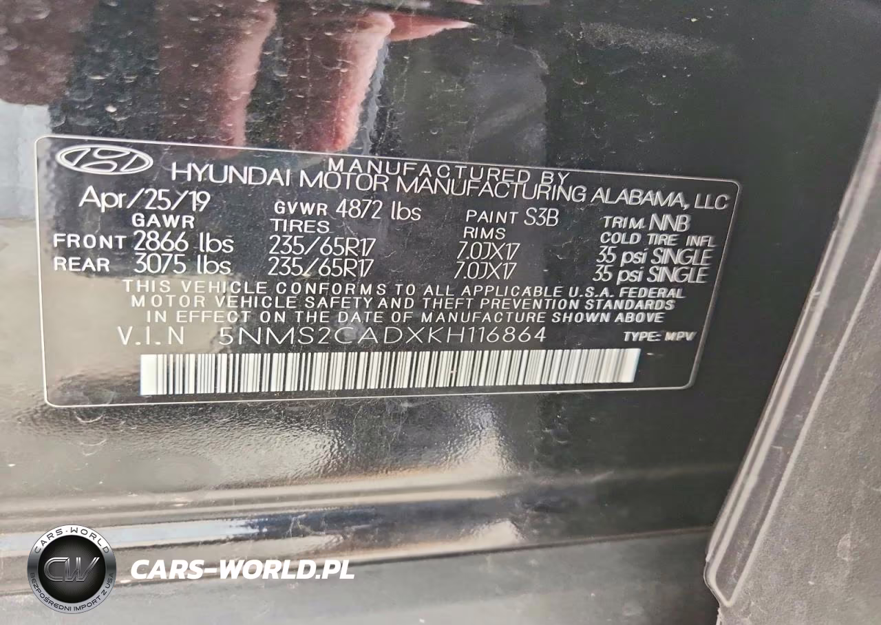 2019 Hyundai Santa Fe Se VIN:5NMS2CADXKH116864 - 13