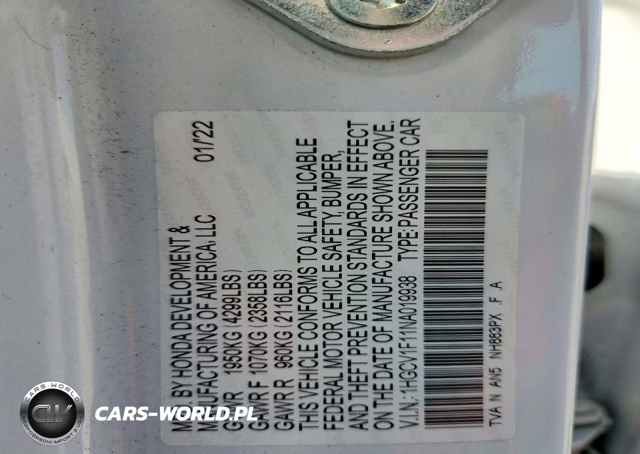 2022 Honda Accord Lx VIN:1HGCV1F11NA019938 - 12
